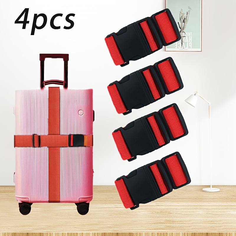 TEMU 4 sangles de valise avec boucle à rapide - Sangles de sécurité en polyester durable, accessoire de voyage -vol, style sportif et décontracté,