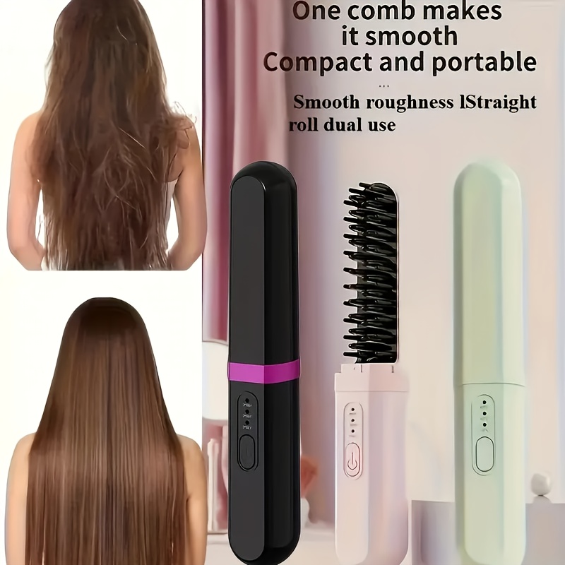straightening brush usb rechargeable heated hair straightening brush suitable for   and on the go styling suitable for all hair types   used as a birthday gift or valentines day gift for women