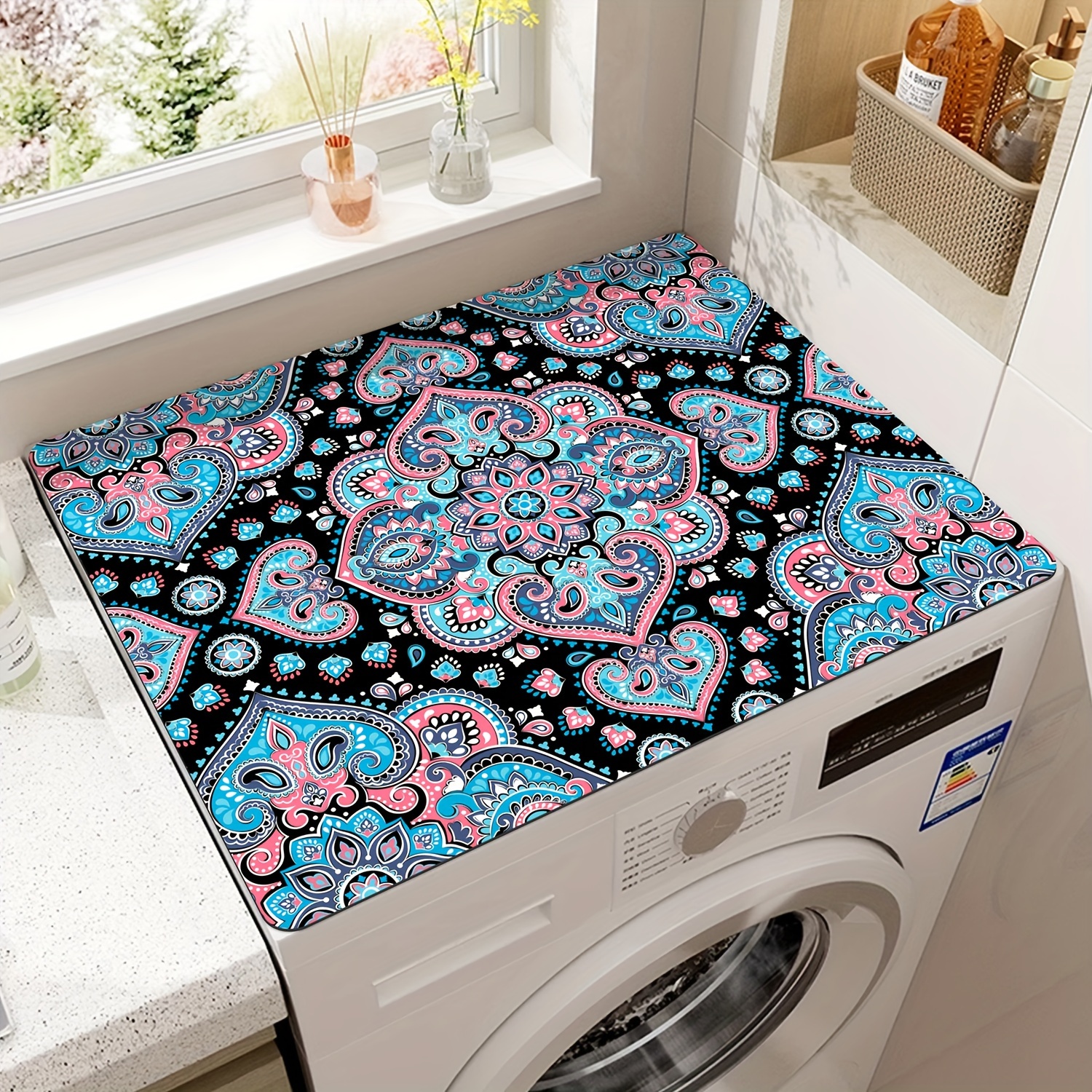 2pcs vintage   washing machine dust covers anti slip absorbent stain resistant mats for dryer   details 19