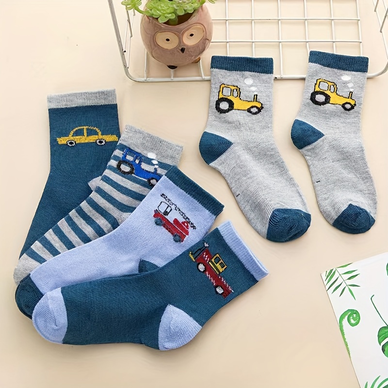 

5 Pairs Of Kid's Trendy Cute Novelty Cartoon Crew Socks, Breathable Soft Children's Socks For Boys Girls All Seasons Wearing