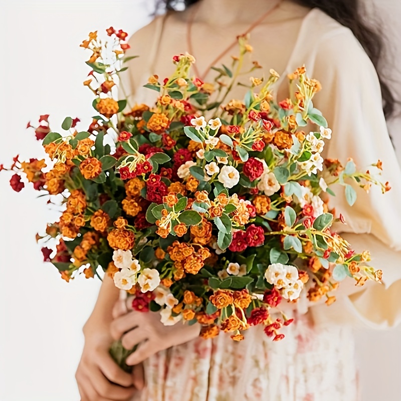 TEMU 6 Mixed Color Artificial Roses, Realistic Touch Artificial Flowers, Floral Artificial Center Decoration, Wedding Bride Engagement Birthday