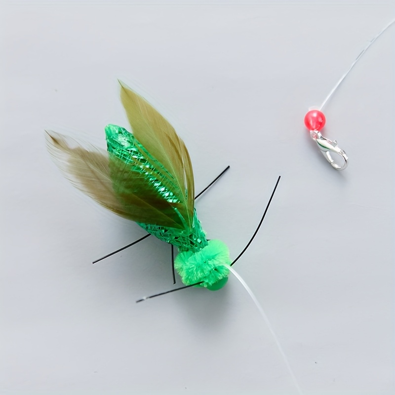 1pc Realistic Grasshopper Replacement Head Feather Dynamic Design Universal Cat Teaser Rod Interface Pet Toy Accessory