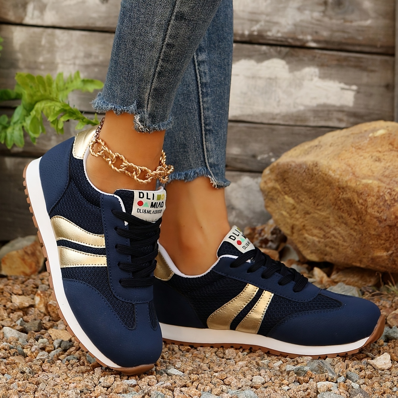 TEMU Women's College Style Sneakers, Thick Sole Colorblock Fashion Casual Skateboard Shoes, Lightweight Comfortable Leisure Shoes For Autumn And