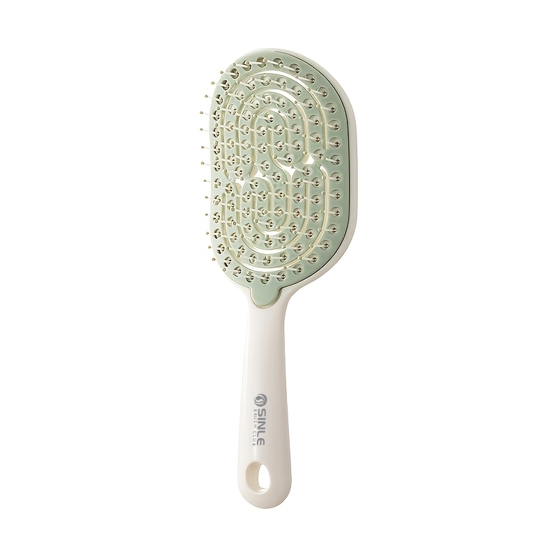 TEMU Sinle Women's Volumizing Hair Comb With Scalp Massager & Self-cleaning Detachable Brush - Hollow-out Crown Comb Suitable For Normal Hair, Nylon