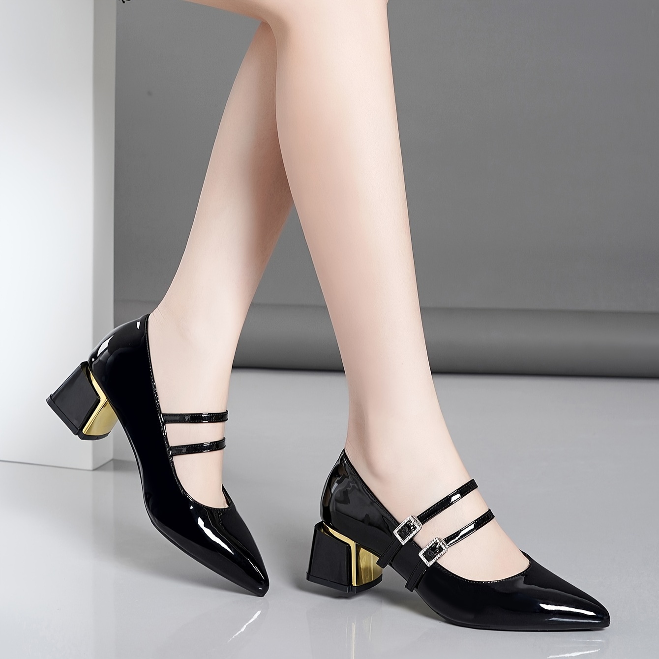 tacones diseño pedrería mujeres zapatos vestir punta Temu Chile