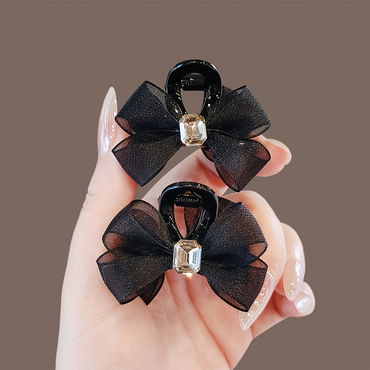 Image of 2pcs/ Women' Hair Accessories, Small Side Claw Clips, Small Forehead Clips, Women's Bangs Clips, Bow Hair Accessories, Ponytail Clips