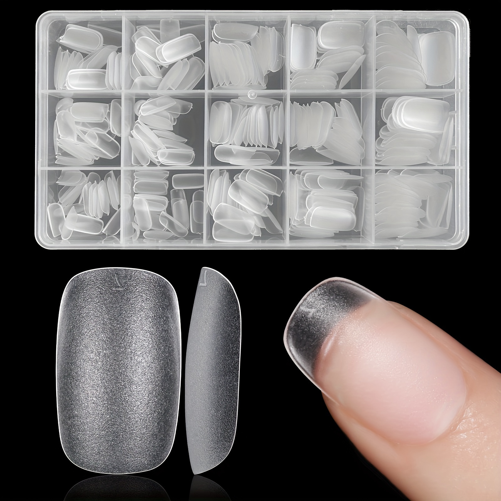 TEMU 330pcs Matte Short Acrylic Set - , Double-sided Soft On Nails For Diy & Salon Use