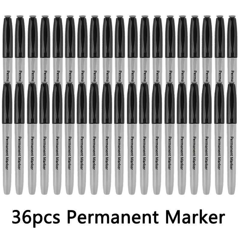 TEMU 36/120pcs Black Permanent Marker, Quick Drying And Ink Fade Resistant. Alcohol-based Fine Point Permanent Markers For Paper, Plastic, Wood,