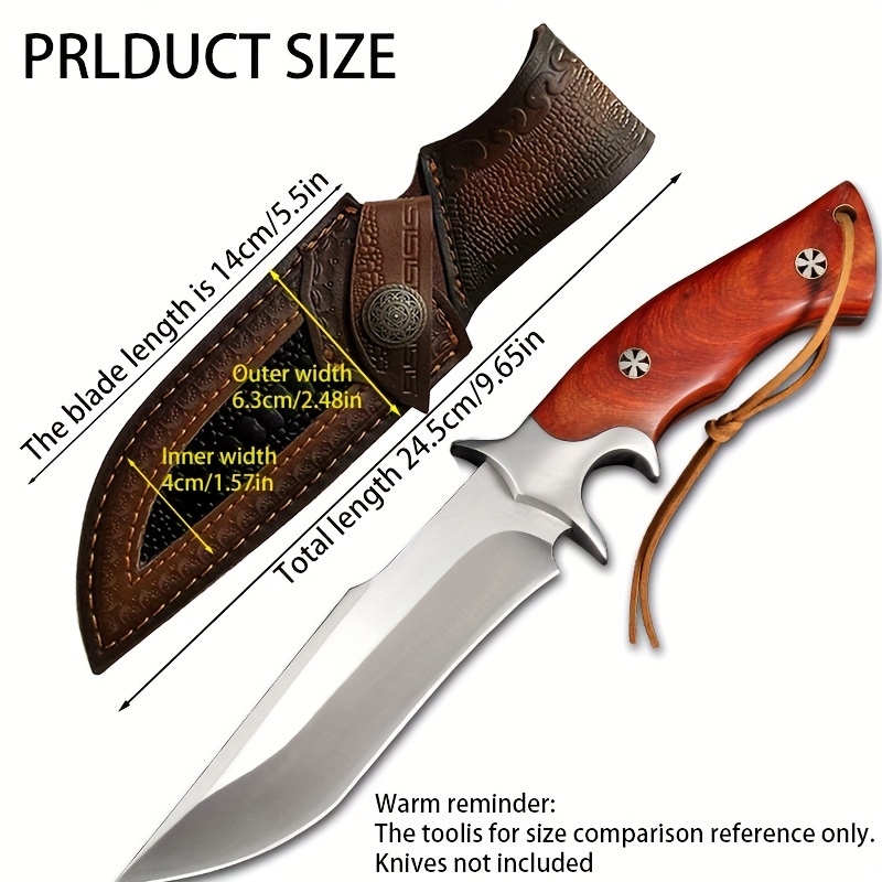 Image of Premium Faux Leather Knife Sheath With Belt Loop - Durable Double-layer Cowhide Outdoor Camping And Kitchen Knife Protector, Handmade Waist-mounted Knife Sheath