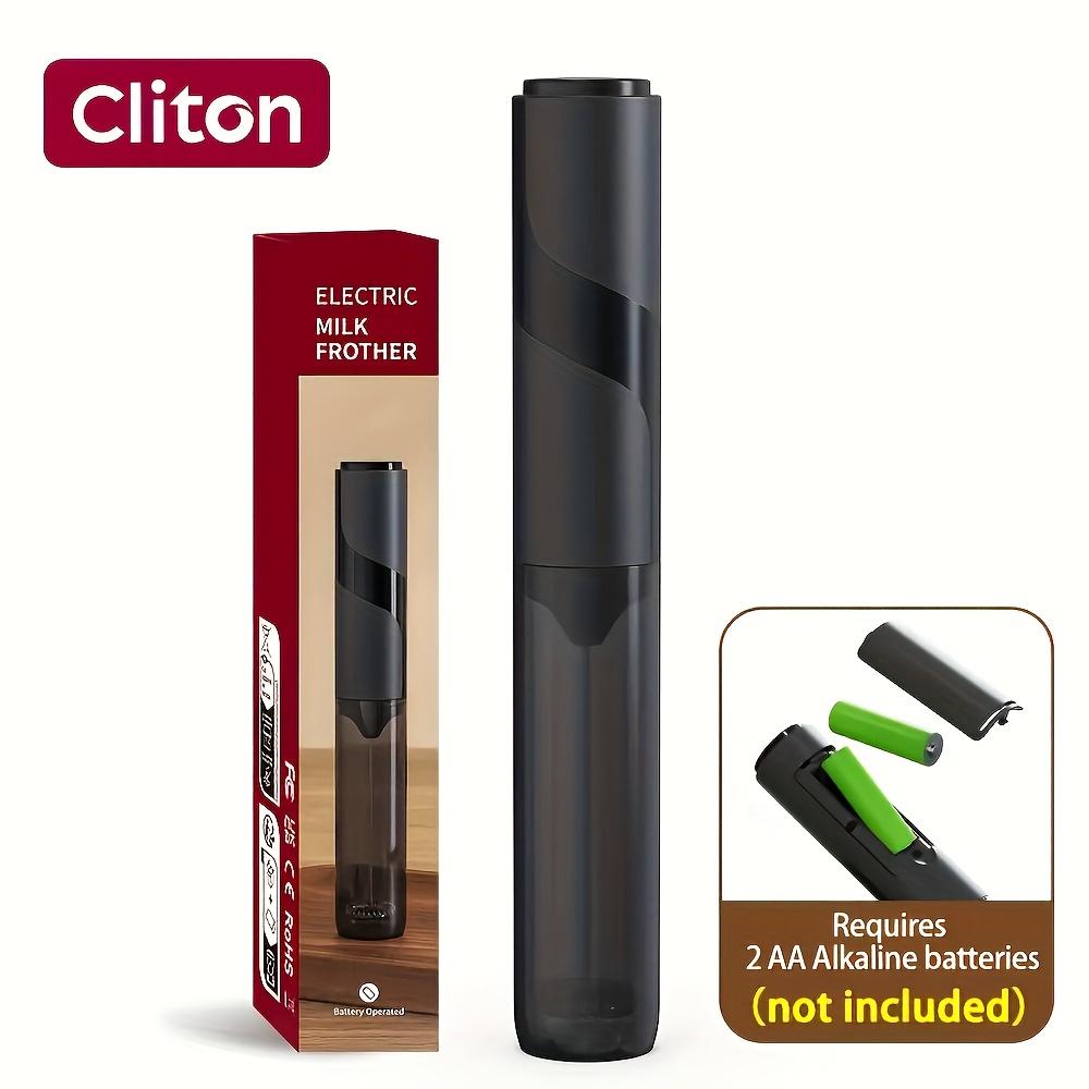 TEMU 1pc Cliton Handheld Electric Milk Frother Battery- (batteries Not Included) - Portable Milk Whip For Cappuccinos, Lattes, Hot Coffee - Abs Milk