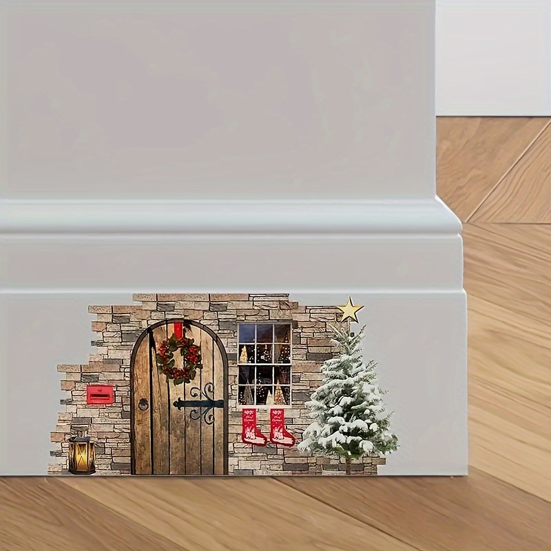 

Christmas Cabin Wall Decal - Removable Vinyl Holiday , Festive Home Decor Sticker, & Remove