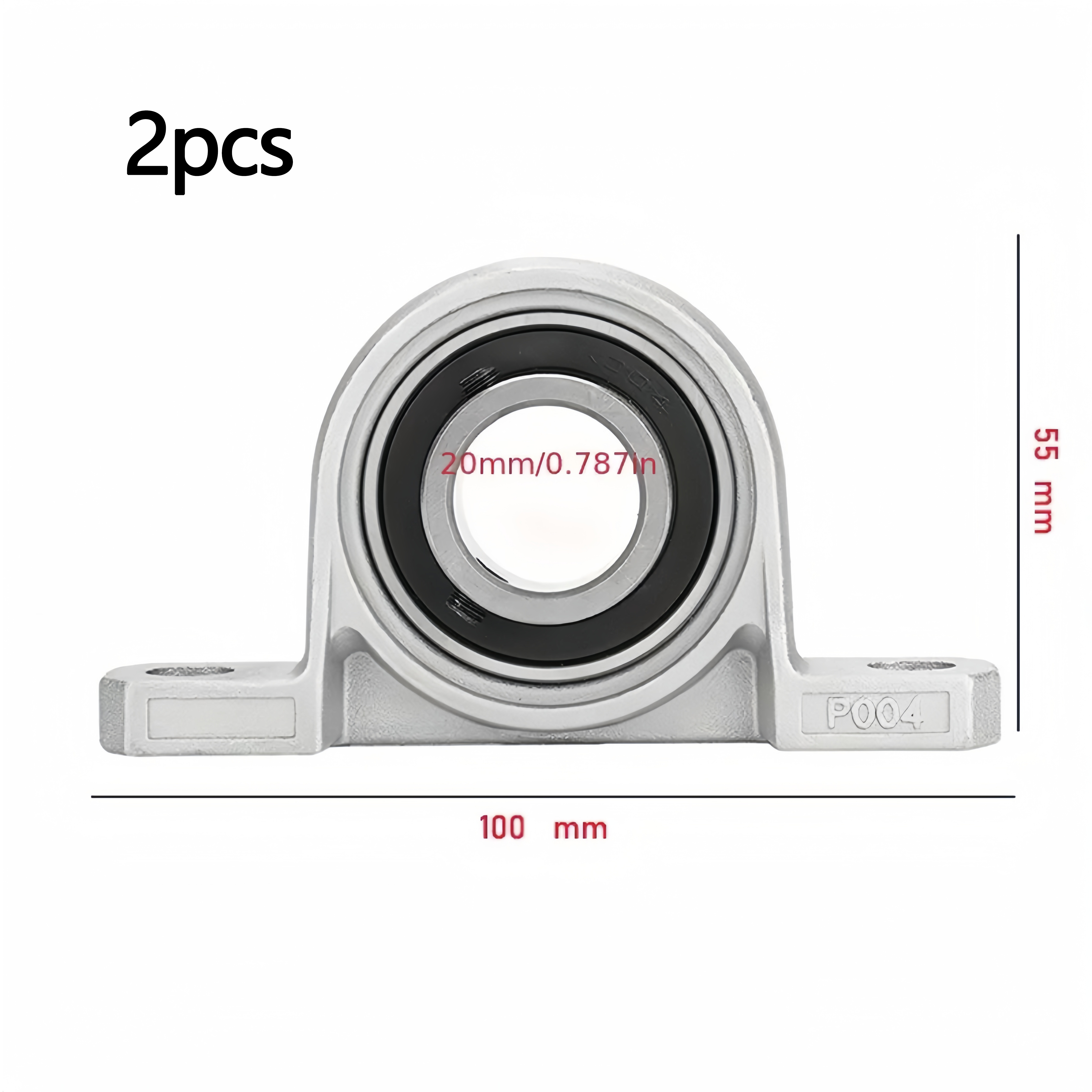 TEMU Set Of 2 High-quality Pillow Bearings - Bearing Steel And Alloy Material, Zz Code, Corrosion-resistant Alloy Housing For Machinery, 3d Printers,