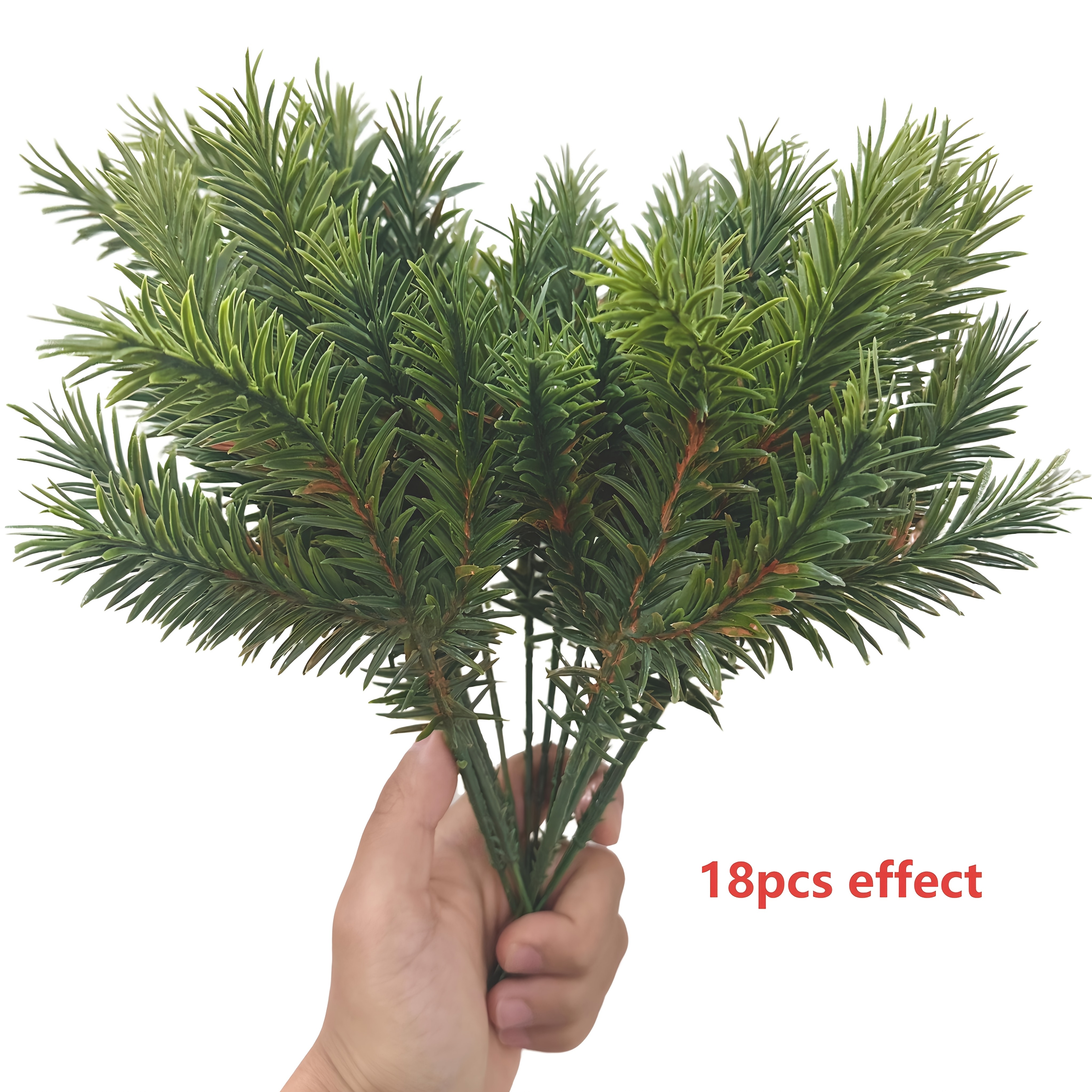 Image of 18pcs 24cm/9.45inch 3-needle Pine Branches, Suitable For Christmas, Halloween, Home Decor, Home Wreath Handmade Additions Decoration, Christmas Decoration