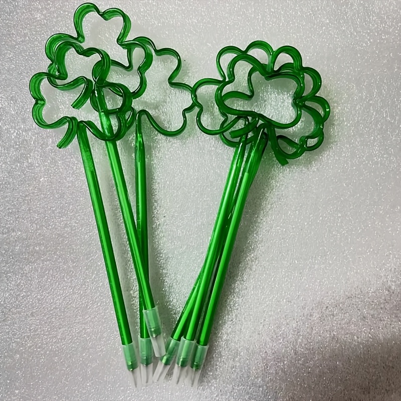 6pcs Clover Ballpoint Pens - Assorted Colors, Straw Design For Valentine's & 's Day Gifts