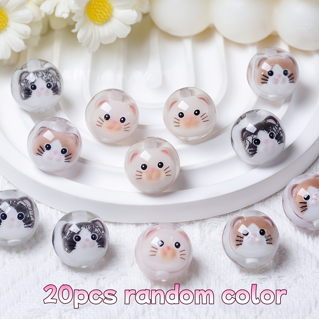 TEMU perles décoratives Explosions Chats, Animaux et Animaux de compagnie 16mm, perles de , accessoires de bijoux, stylo , kit de matériel à soi-,