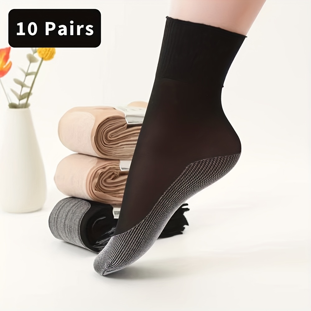 TEMU 10 Pairs Women's Loose Sheer Socks, Lightweight Breathable Non-slip Socks, Wide Cuff, Ideal Gift For Seniors