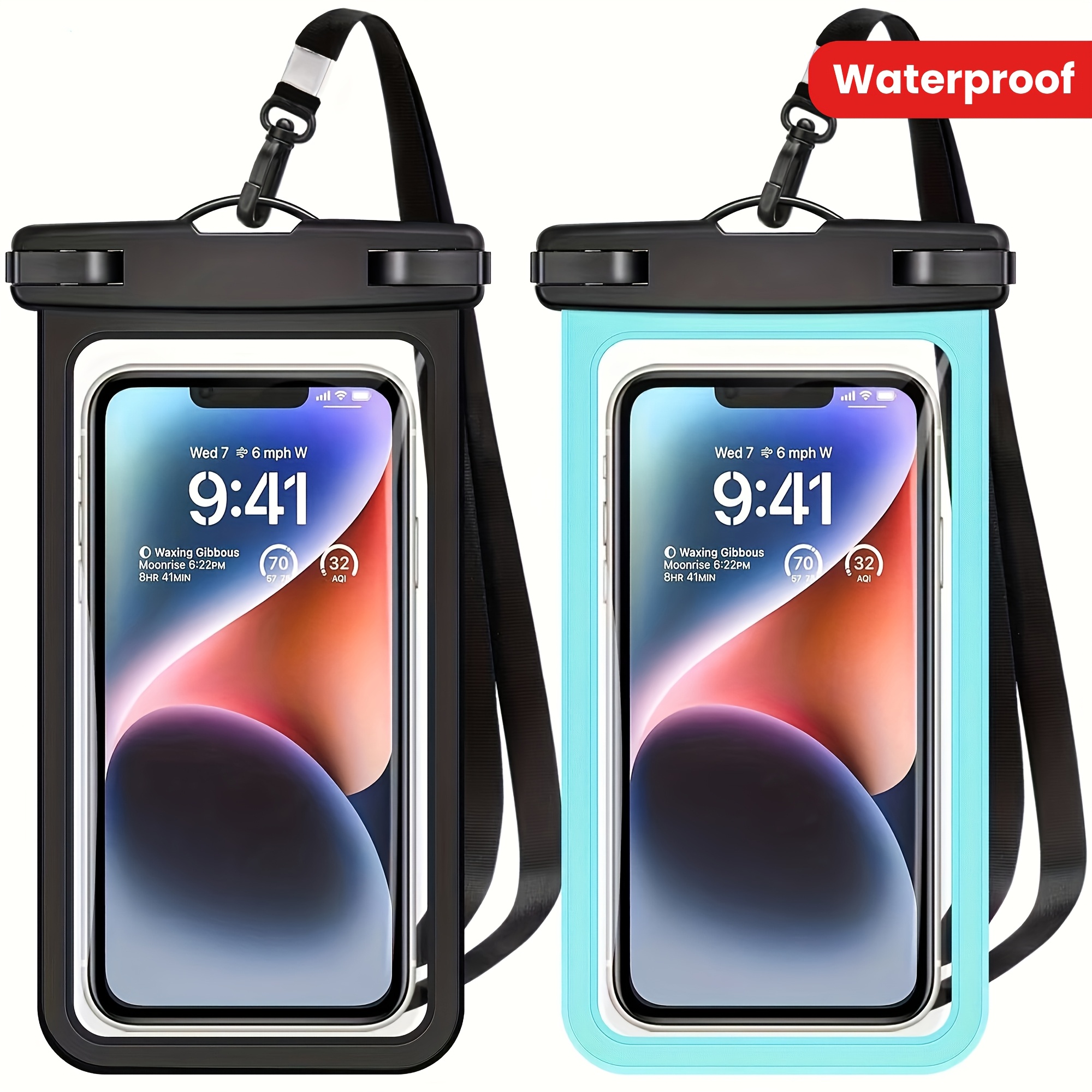 2 waterproof phone pouches, waterproof phone cases for iPhone 15 14 13 12 11 Pro Max, also for phone models under 7 inches