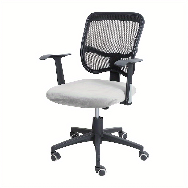 TEMU 1pc de Silla Ultra en Terciopelo Plateado con , Cubre Asiento Elástico para Hogar y Hotel