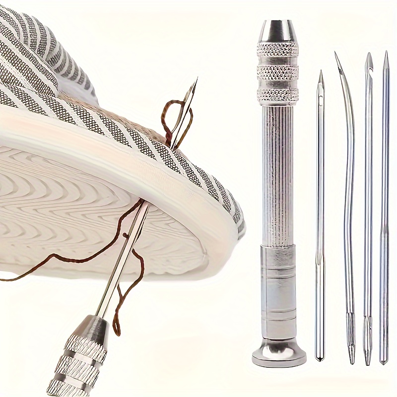 

4-5pc Multi-functional Awl Set - Diy Leathercraft & Shoe Repair Needles With Aluminum Alloy Handles
