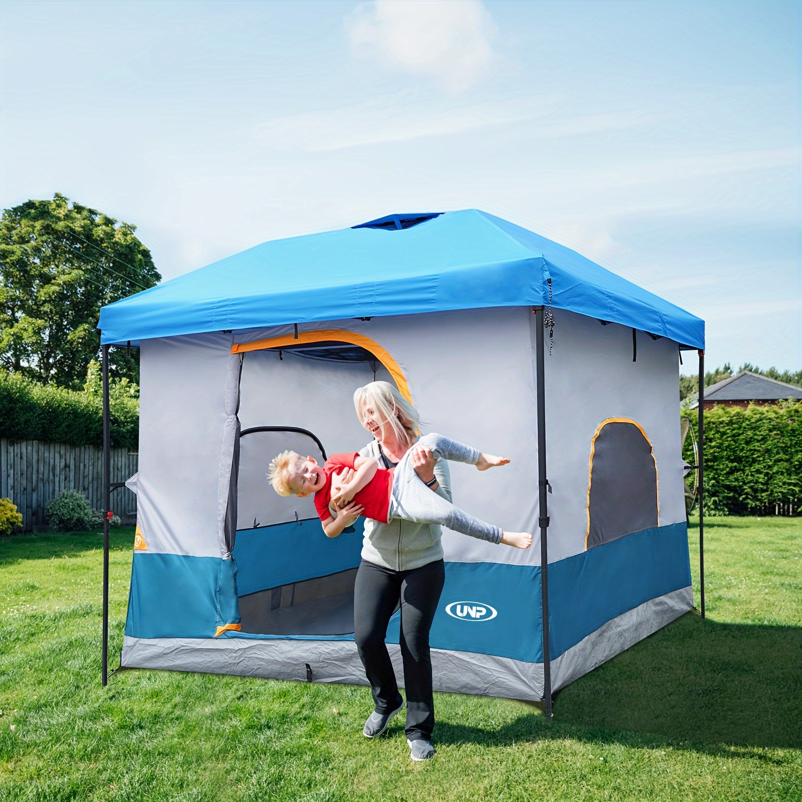 UNP Camping Cube Inner Tent for 10' x 10' Up Canopy, Easy Setup, Fully  Vented Roof, Enclosed Canopy Space, Ocean Blue (Frame NOT Included) Gre