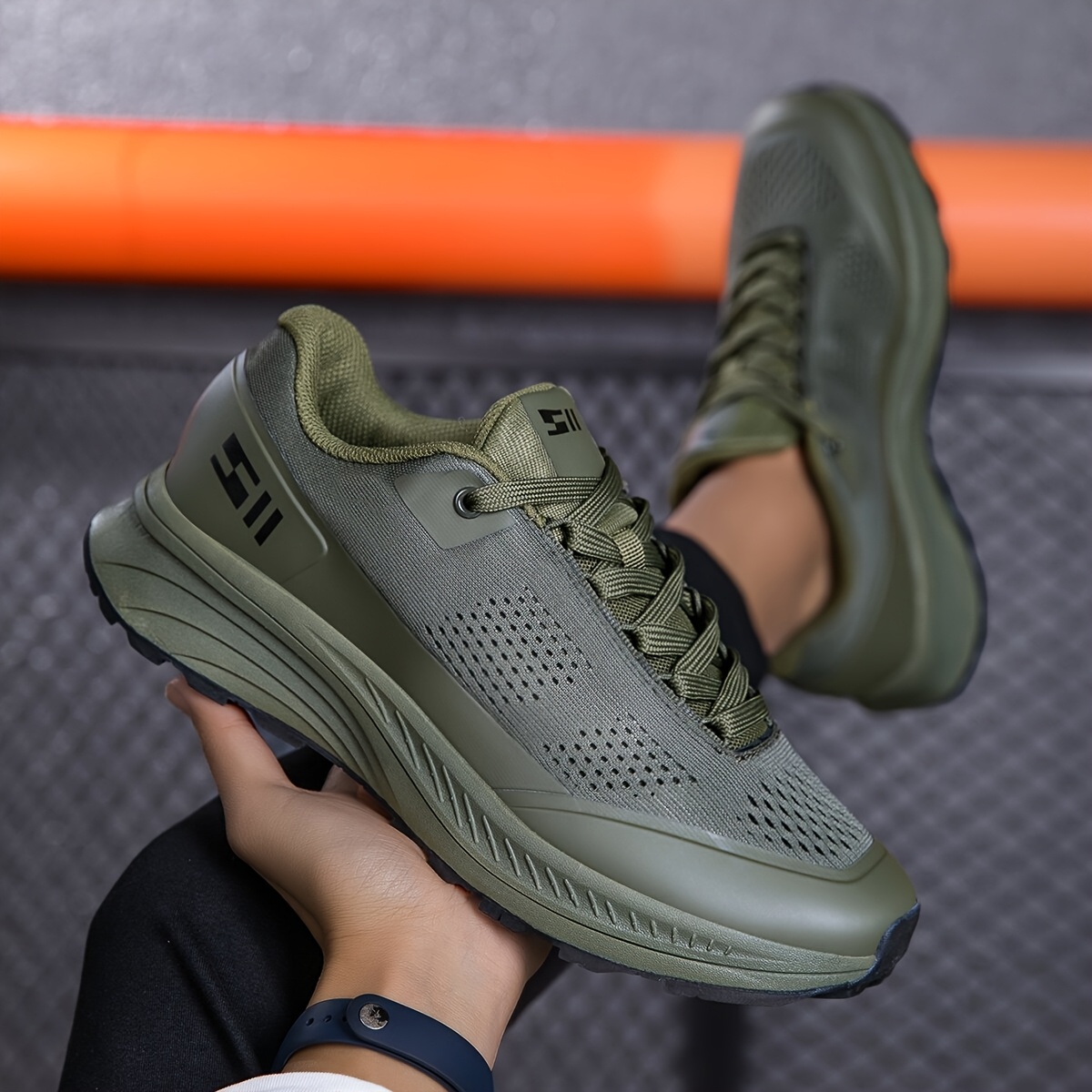 mens army green breathable athletic sneakers non slip - Temu  display picture 3