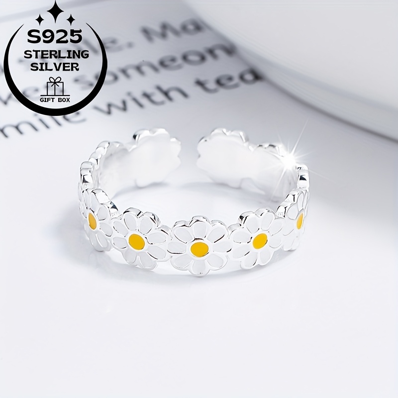 3pc 925 Silver Daisy Classic Set with Ring and Earrings
