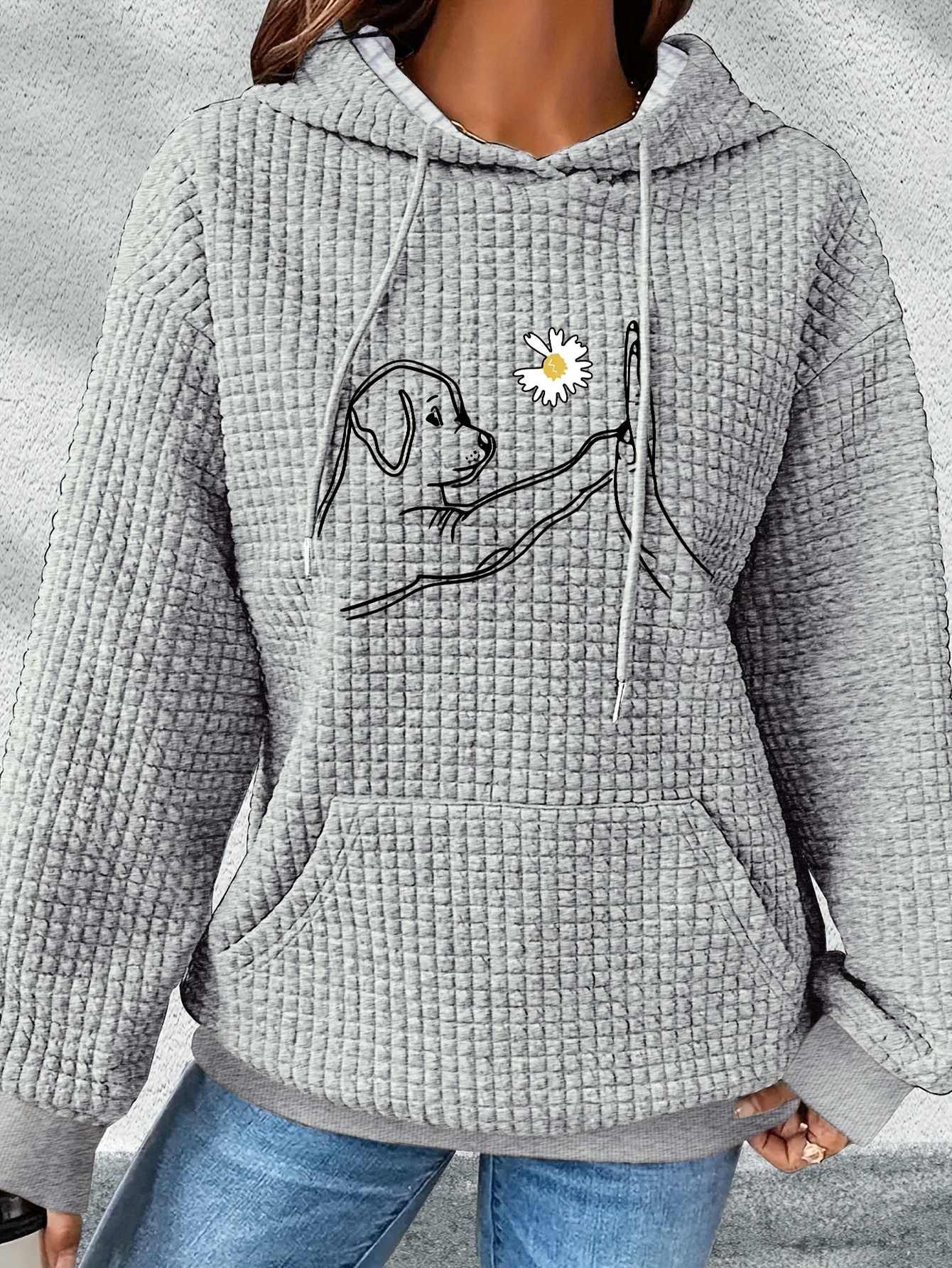 moletom casual feminino com e estampa de cachorro Temu Portugal