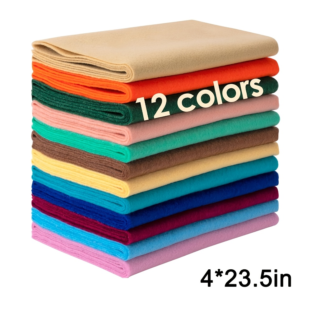 TEMU 12 Rolls 4"x23.5" 1mm Thick Soft Felt Fabric Sheet 12 Assorted Vintage Series Colors Felt Pack For Craft Sewing Squares Nonwoven , Christmas