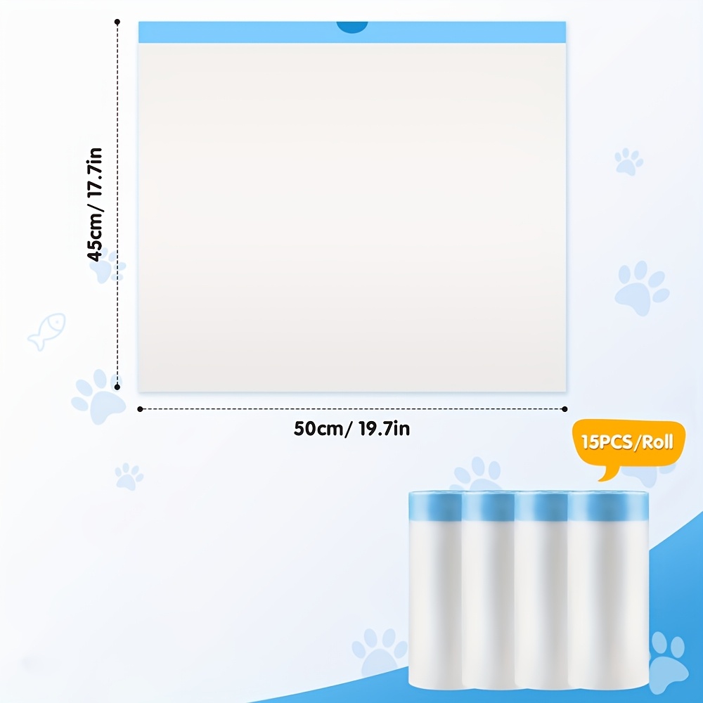 TEMU 60pcs Drawstring Liner Trash Bags For Cat Litter Box, Self-sealing Waste Bags For Cat Toilet, Durable Household Handheld Garbage Bags,