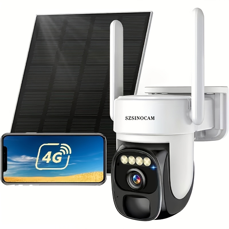 TEMU 3g/4g Lte Eu Cellular Security Camera Solar With Sim Card ( At&t ), Wireless Outdoor No Wifi Security Camera, 2k Qhd Ptz Night Vision Motion