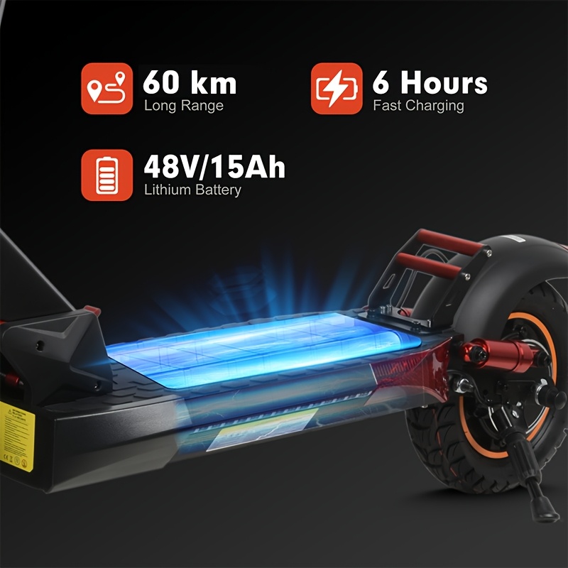 mx-14 500w/740w power, 10 off-road/tubless tire kick electric scooter, foldable   - max range 40km/60km/80km, double suspension & double disc brake, phone charging usb port, rgb ambient light, turn   light, led front light Product details 1