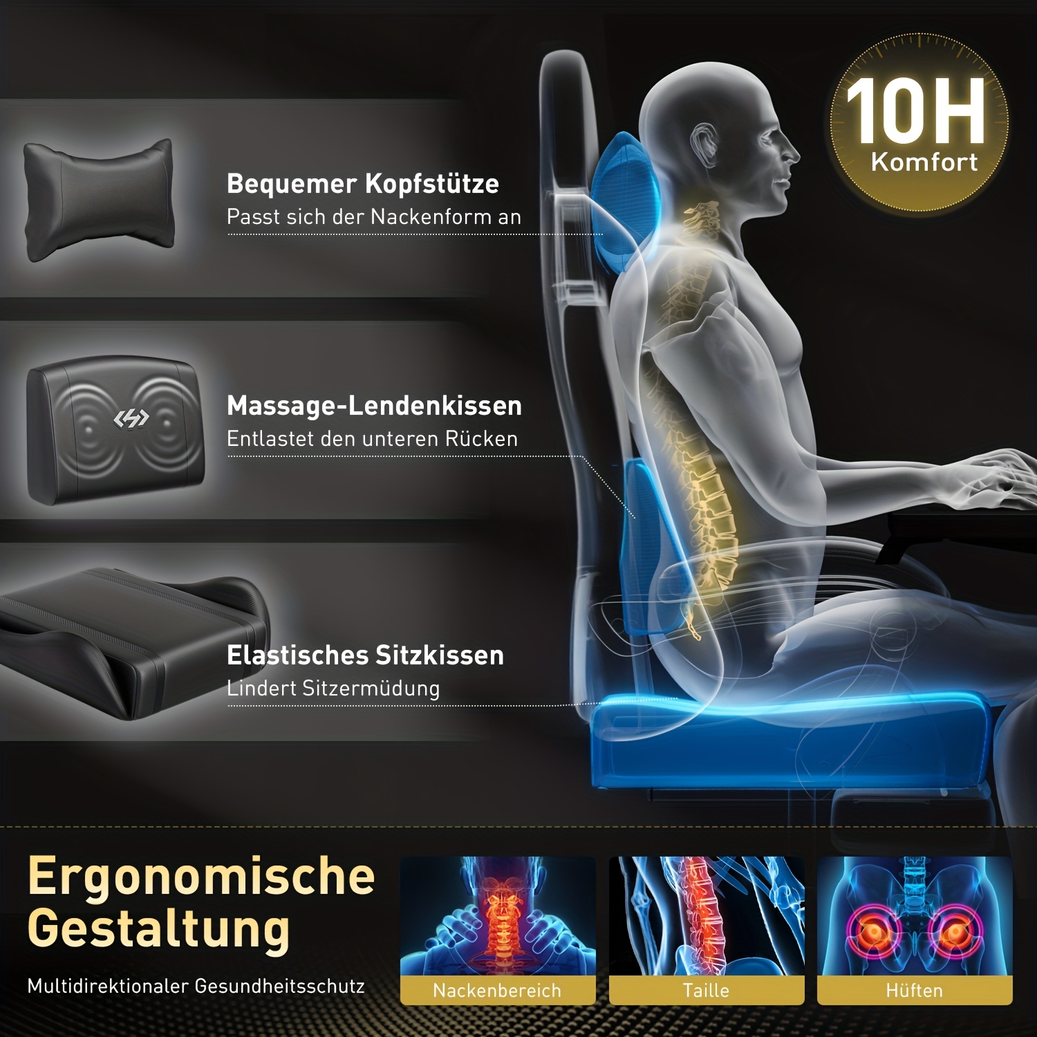 Een gamingstoel met pocketveringkussen