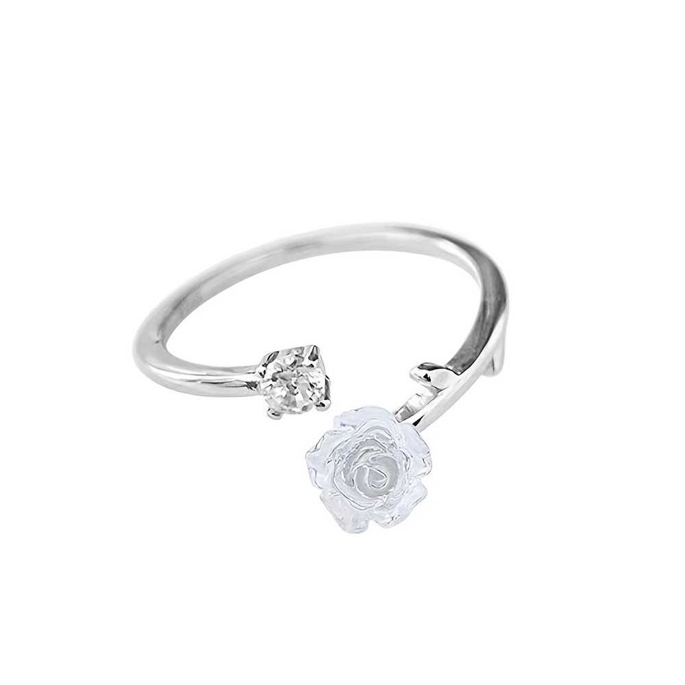 TEMU Signature Floral Band: Vintage-inspired Camellia Detail For Everyday . The And Other Gemstones Set In The Product Are Synthetic Simulations