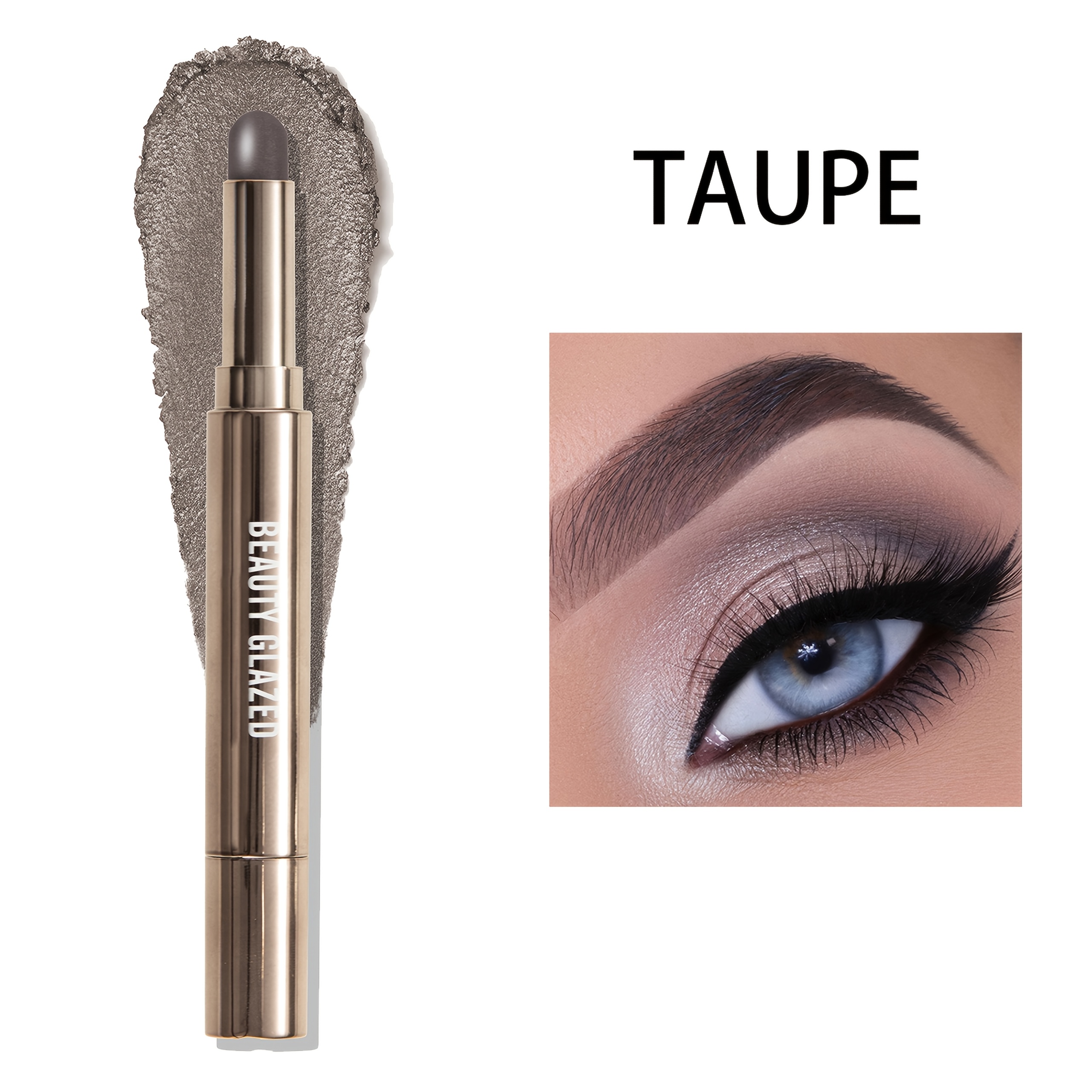 A Single Taupe Eye Shadow Stick, With Metal Texture, Waterproof And Sweat Proof, Development Without Tingling, , Small Eye Shadow Stick