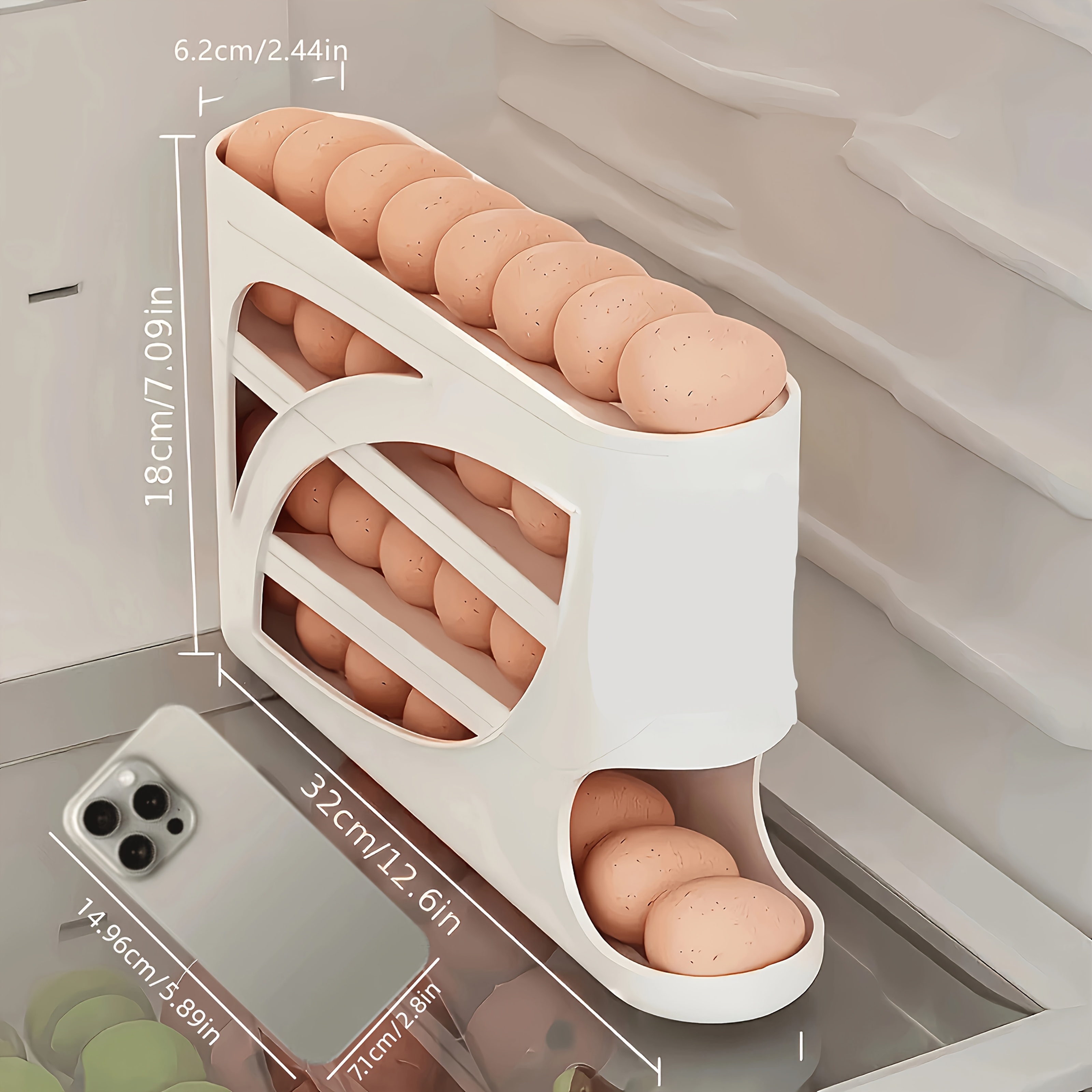 TEMU Nouveau 2026 2pcs (1 support à œufs et 1 support à œufs de couleur aléatoire) Support à œufs roulant automatique à 4 niveaux, compatible avec la