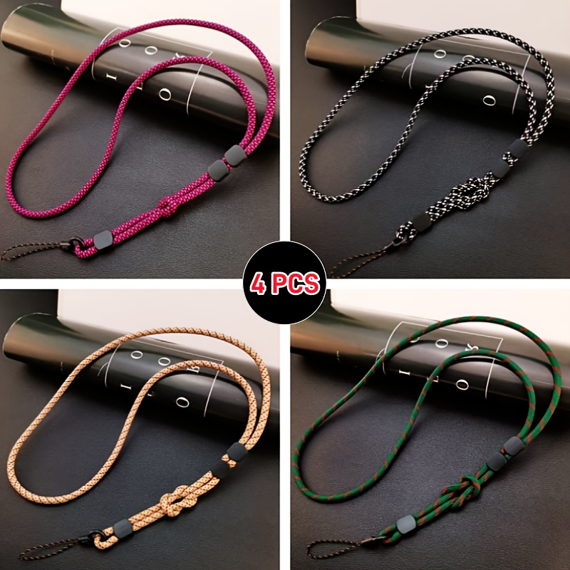 TEMU 4pcs Fashion Versatile Polyester Phone Lanyards And Wrist Straps, 2-in-1 Detachable Design, Adjustable Neck Strap-wrist Band, Unisex Anti-loss
