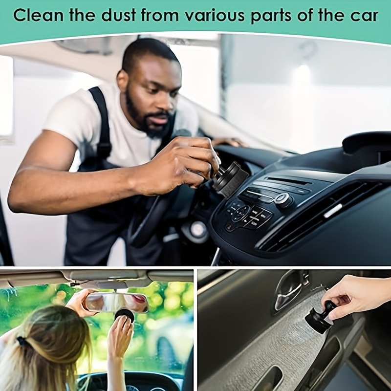 2pcs set of car detailing brushes portable car tire brushes with   high density soft bristle detailing brushes for car tire glossy polishing wax application black Product details 3