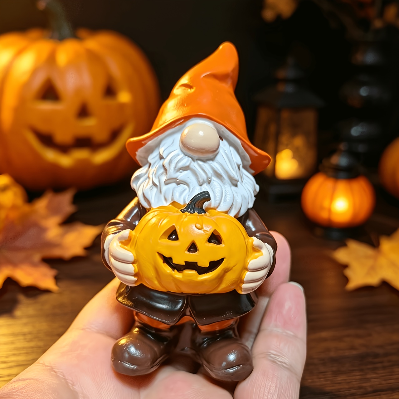 TEMU Resin Pumpkin Gnome Figurine, Thanksgiving Harvest Dwarf Statue With , Cute Fall Autumn Home Decor, Halloween Tabletop Centerpiece