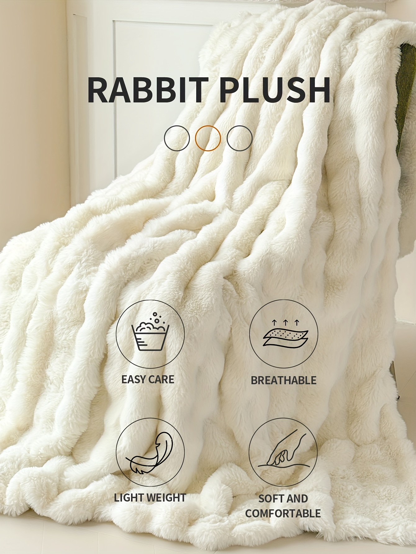 ultra soft   rabbit fur throw blanket cozy warm and luxurious for couch bed office and travel geometric pattern in   blanket details 3