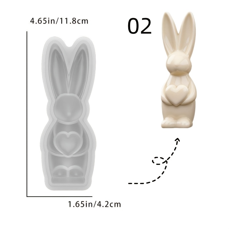 Image of Clay Mold For Easter Bunny Resin Molds Holding Eggs And Heart-shaped Bunnies, Plaster, Cement, And Silicone Molds. Reusable And Easy To Demold