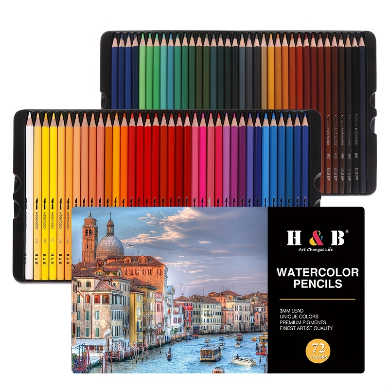 TEMU 36/48/72 Colors Water-soluble Colored Pencils, Packaged Iron Box, With Bright And , And Comes With A Brush, Watercolor Pencils, Birthday Gift,