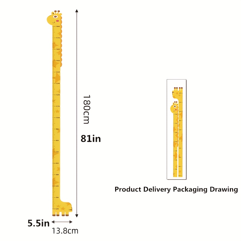 Image of Cute Height Chart Stickers - Easy To Peel And Stick Pvc Growth Measurement Ruler With Colorful Tails, Perfect For Bedroom, Nursery, Classroom Decoration