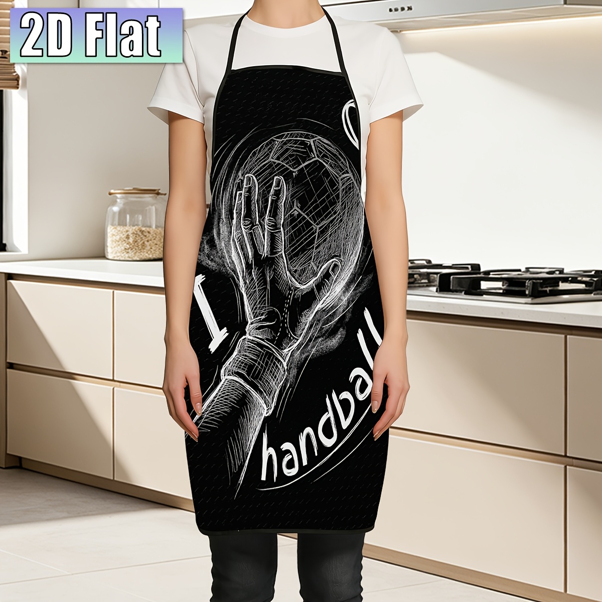Grembiule 2D piatto, 1  , Amore per i palloni da calcio, con motivo, utilizzabile per, cucina  , feste, multiuso, riutilizzabile, facile e  , regalo per famiglia e  , Natale, decorazioni per  , Halloween