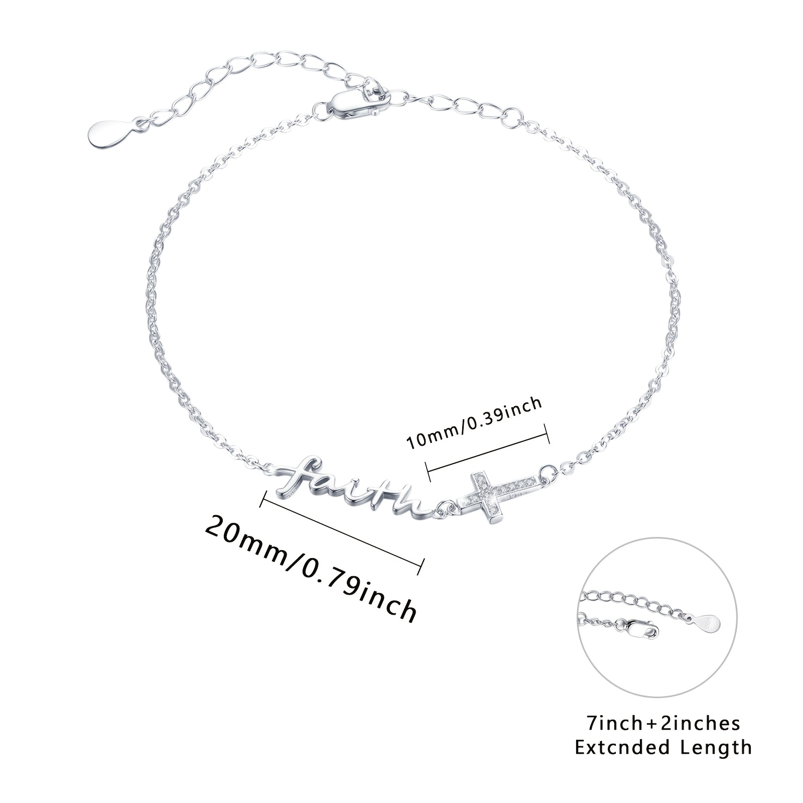 925 Silver Cross Foot Chain with Zirconia