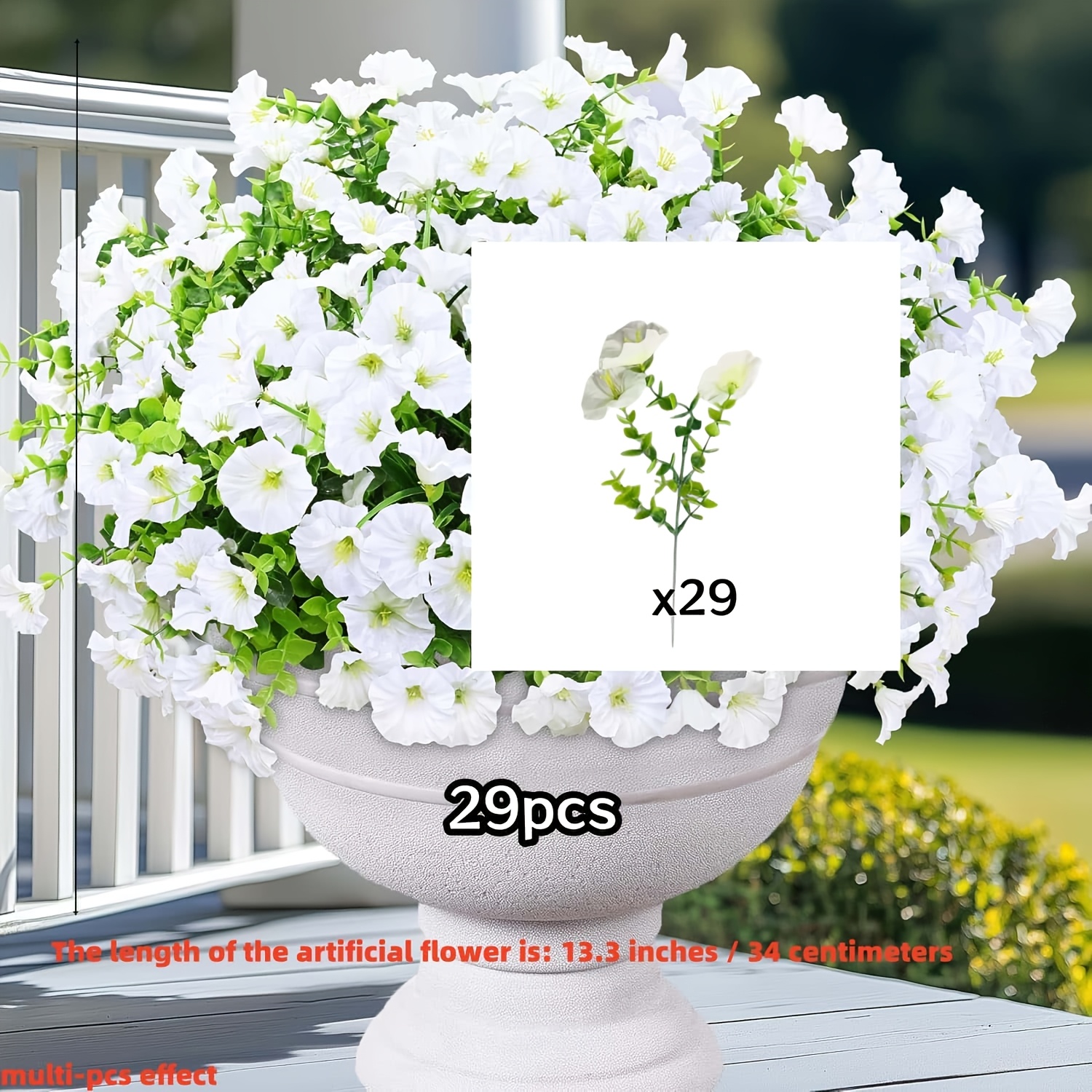 Image of 87pcs Flowers And 29pcs Outdoor Faux Flowers, Uv-resistant Artificial Plants Floral Decorations, White Fake , For Outdoor Porch Garden Decor