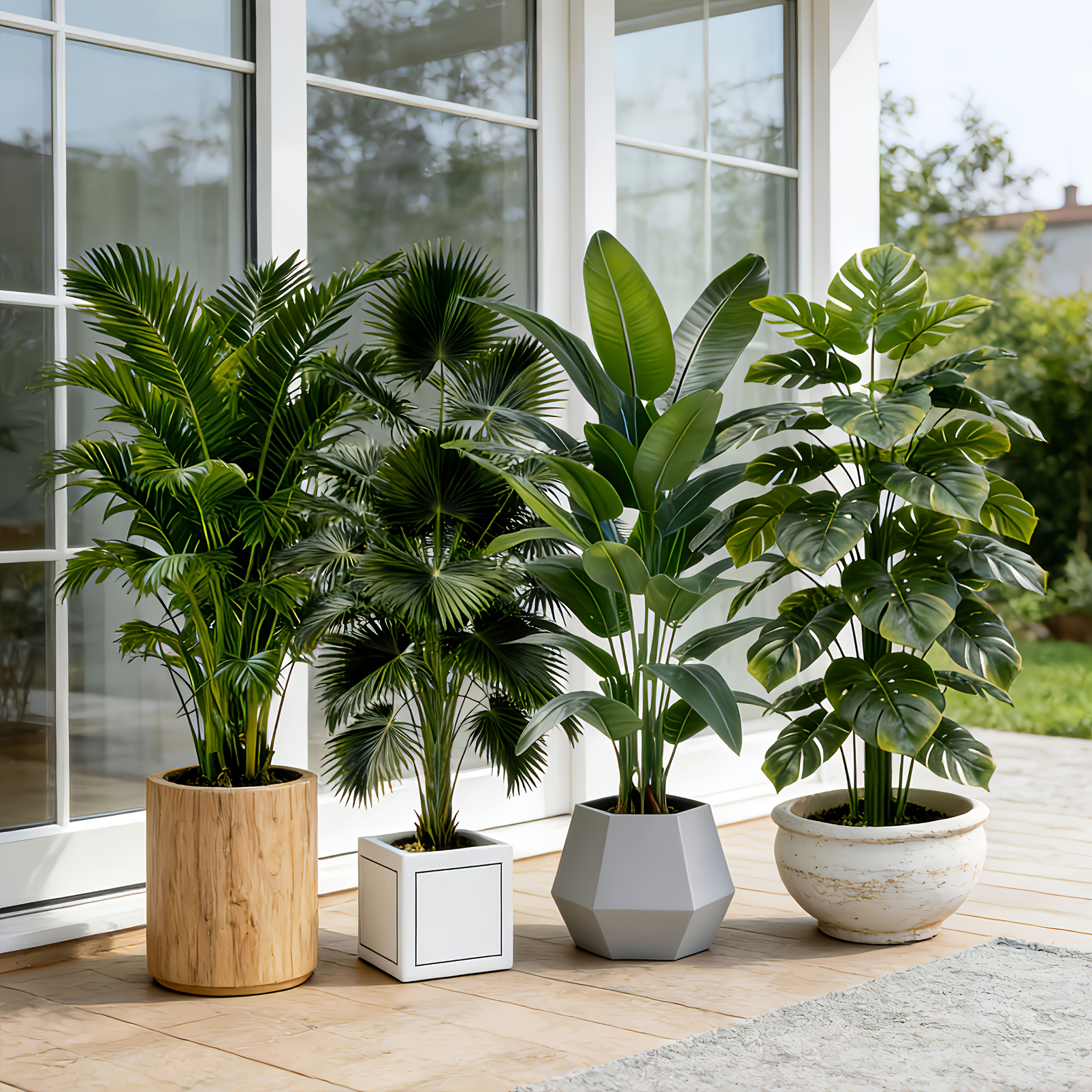 4pcs of 40-Inch Large Artificial Greenery - Outdoor Artificial Plants - Realistic Lush Green Foliage | Suitable for Indoor and Outdoor Multi-Scene Placement, Ideal for Home, Courtyard, Office, Wedding, Balcony, and Garden Decoration