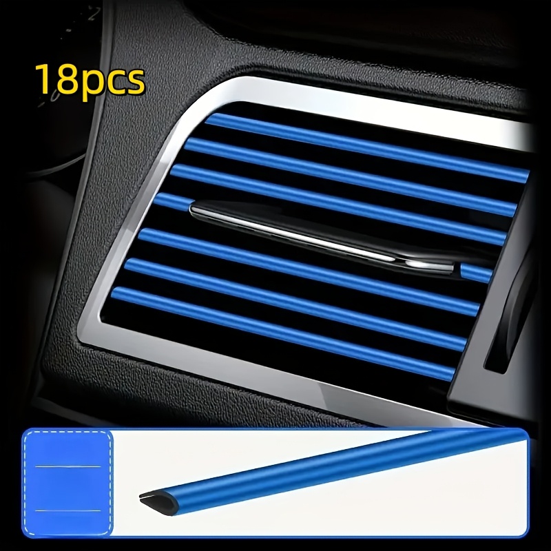 TEMU 18pcs Bandes de Décoration Intérieure de Voiture | 7.7 pouces de Couvercles de Ventilation de Climatisation de U, Bandes de Protection des Bords