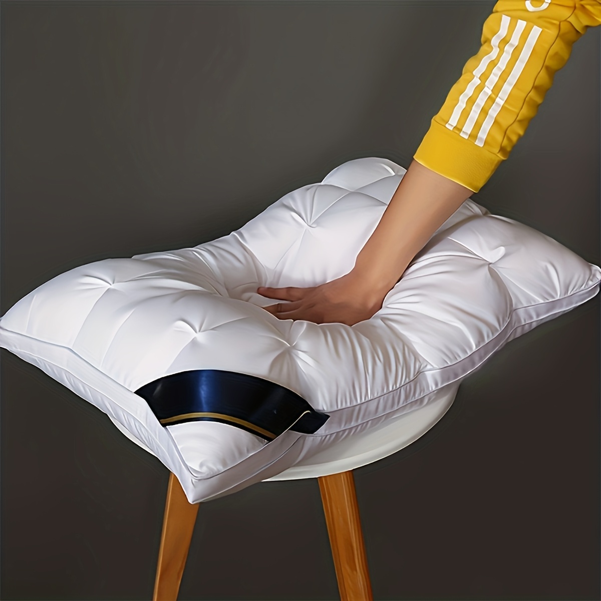 2/1pc Luxury 5-Star Hotel Quality - Deep Sleep Neck Support, High-Density Non-Drooping All-Season with Satin Cover, 100% Polyester Filling, Hand Wash & Vacuum Compression Packaging for Home Decor