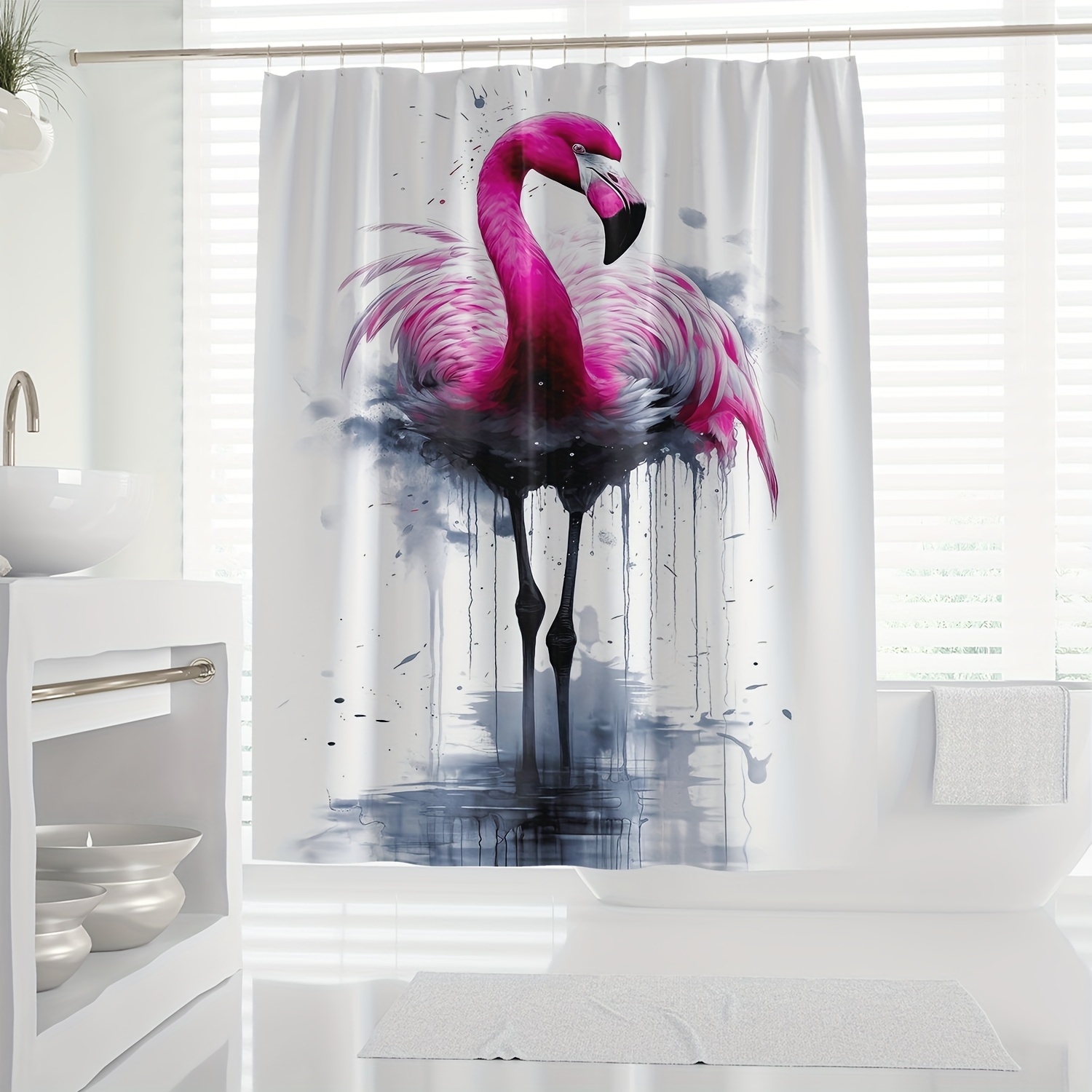

1pc, Modern Nordic Simple Cartoon Flamingo Digital Print Shower Curtain, 70.87 X 70.87 Inches, Stylish Bathroom Decor