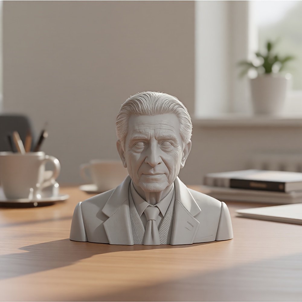 TEMU Custom 3d Elderly Portrait Statue - Resin Figure Suitable For Home Decor, / Use, Suitable For Love-themed Gift, Anniversary, Suitable For Home